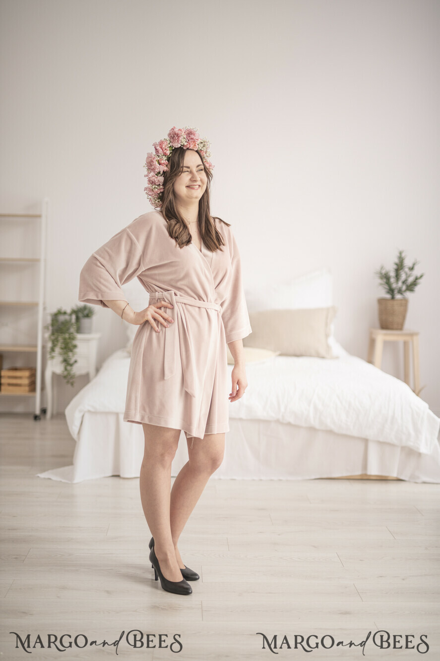 BRIDESMAID/BEST MAN BOX WEDDING ROBE Gift for Maid of Honor; Will you be my bridesmaid gift. wedding soft robe velvet, Blush romantic wedding robe