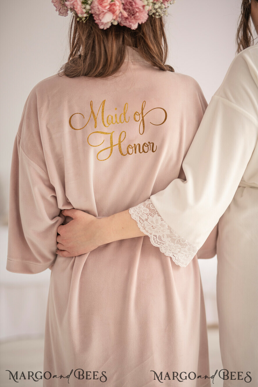 BRIDESMAID/BEST MAN BOX WEDDING ROBE Gift for Maid of Honor; Will you be my bridesmaid gift. wedding soft robe velvet, Blush romantic wedding robe