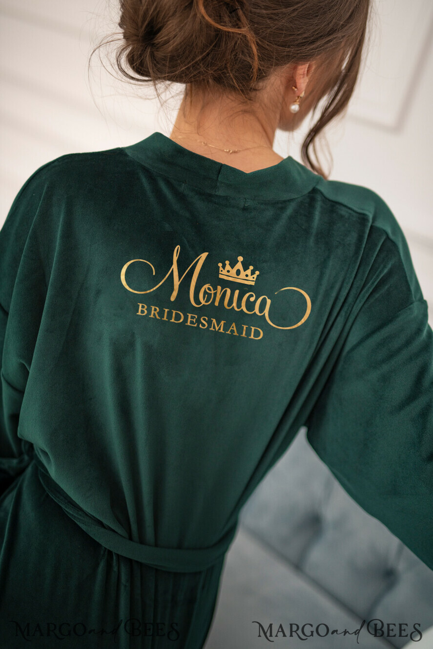 BRIDESMAID/BEST MAN BOX WEDDING ROBE Emerald green wedding robe with gold foil inscription. Gift for Maid of Honor; Will you be my bridesmaid gift
