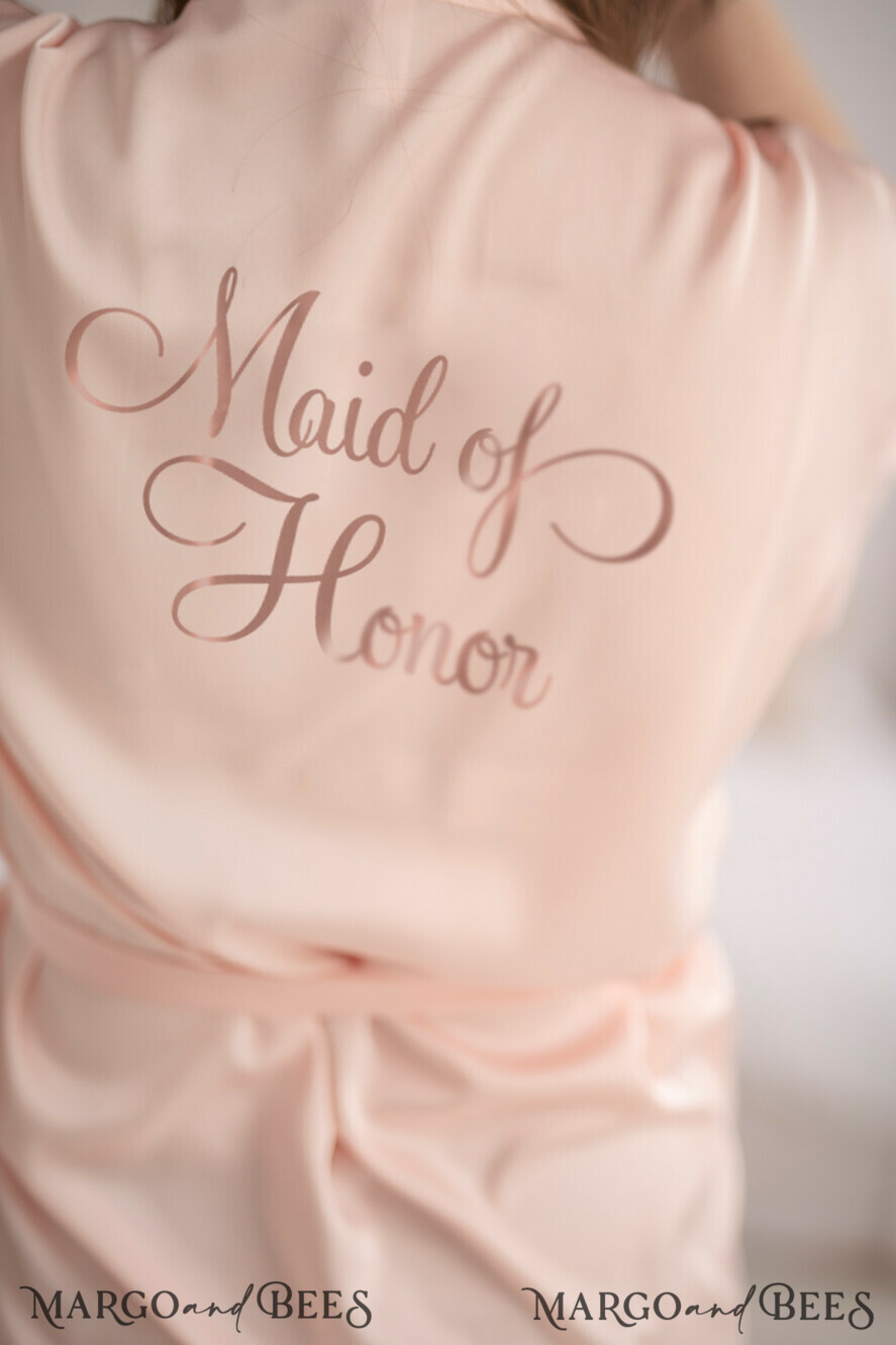 BRIDESMAID/BEST MAN BOX WEDDING ROBE Satin wedding robe with gold foil inscription. Gift for Maid of Honor; Will you be my bridesmaid gift