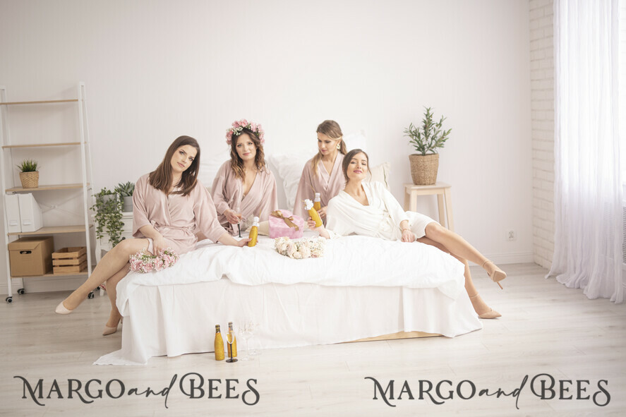 BRIDESMAID/BEST MAN BOX WEDDING ROBE Blush wedding robe with gold foil inscription. velvet soft bridesmaid robe, bespoke wedding robe