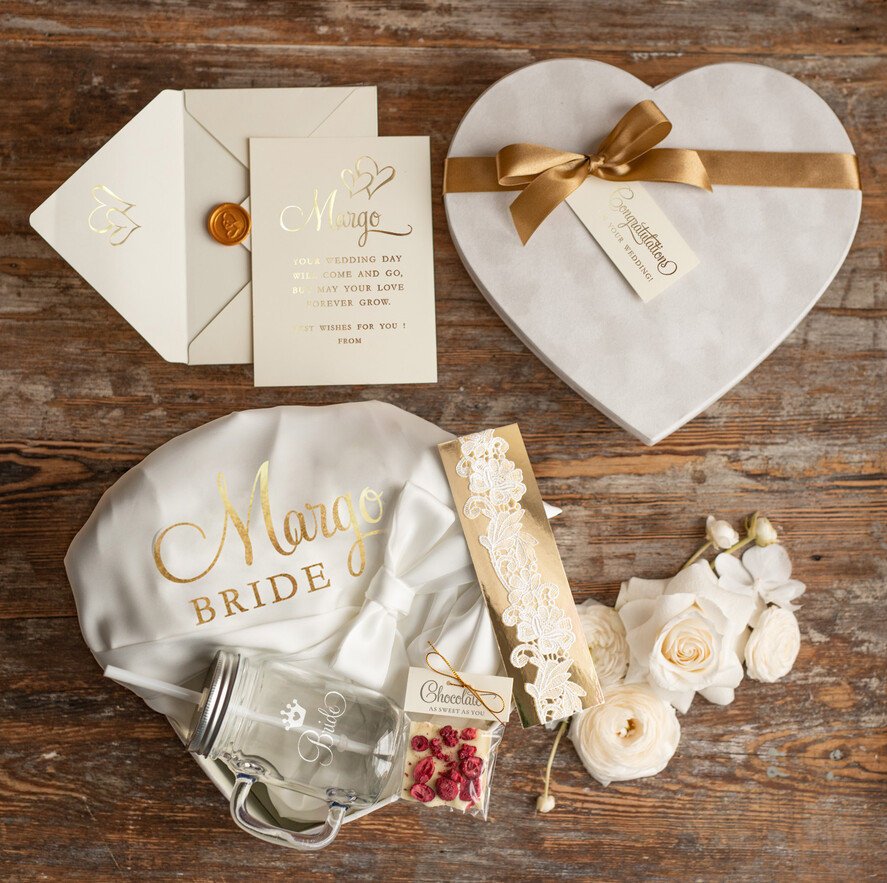 NEWLY WEDS COUPLE GIFTS Bride gifts Romantic Elegant Luxurious Newly Bride Present, Satin Robe, Lace Wedding Garter, Fancy wedding