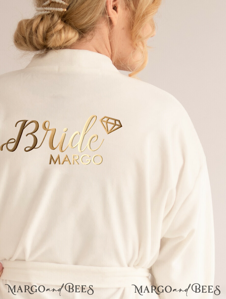 NEWLY WEDS COUPLE GIFTS Bride gifts Elegant Custom Velvet Robe, Lace Classic Romantic Robe for Bride, Bride Present Gift Box