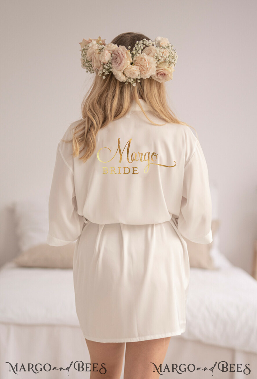 NEWLY WEDS COUPLE GIFTS Bride gifts Floral Gold Wedding Present Box, Bride Satin Robe for Bride, Custom Floral Bride Mug, Elegant wedding garter