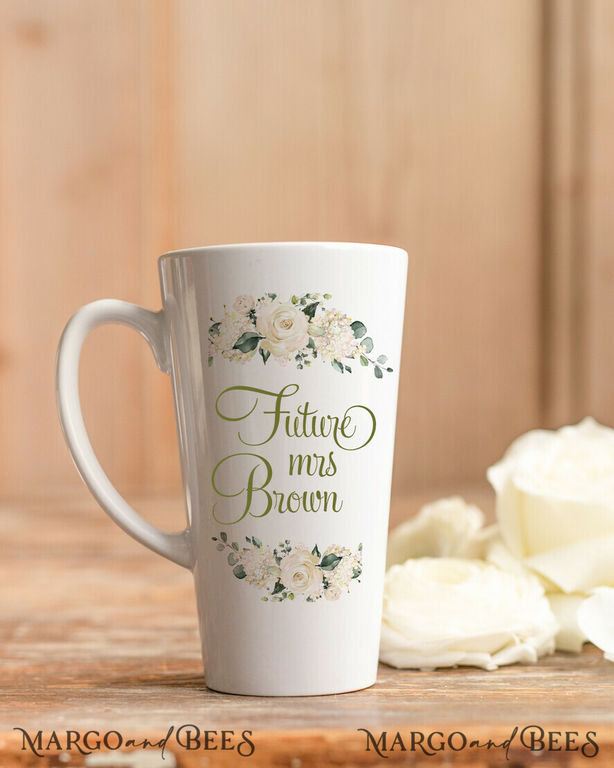 NEWLY WEDS COUPLE GIFTS Bride gifts Floral Gold Wedding Present Box, Bride Satin Robe for Bride, Custom Floral Bride Mug, Elegant wedding garter