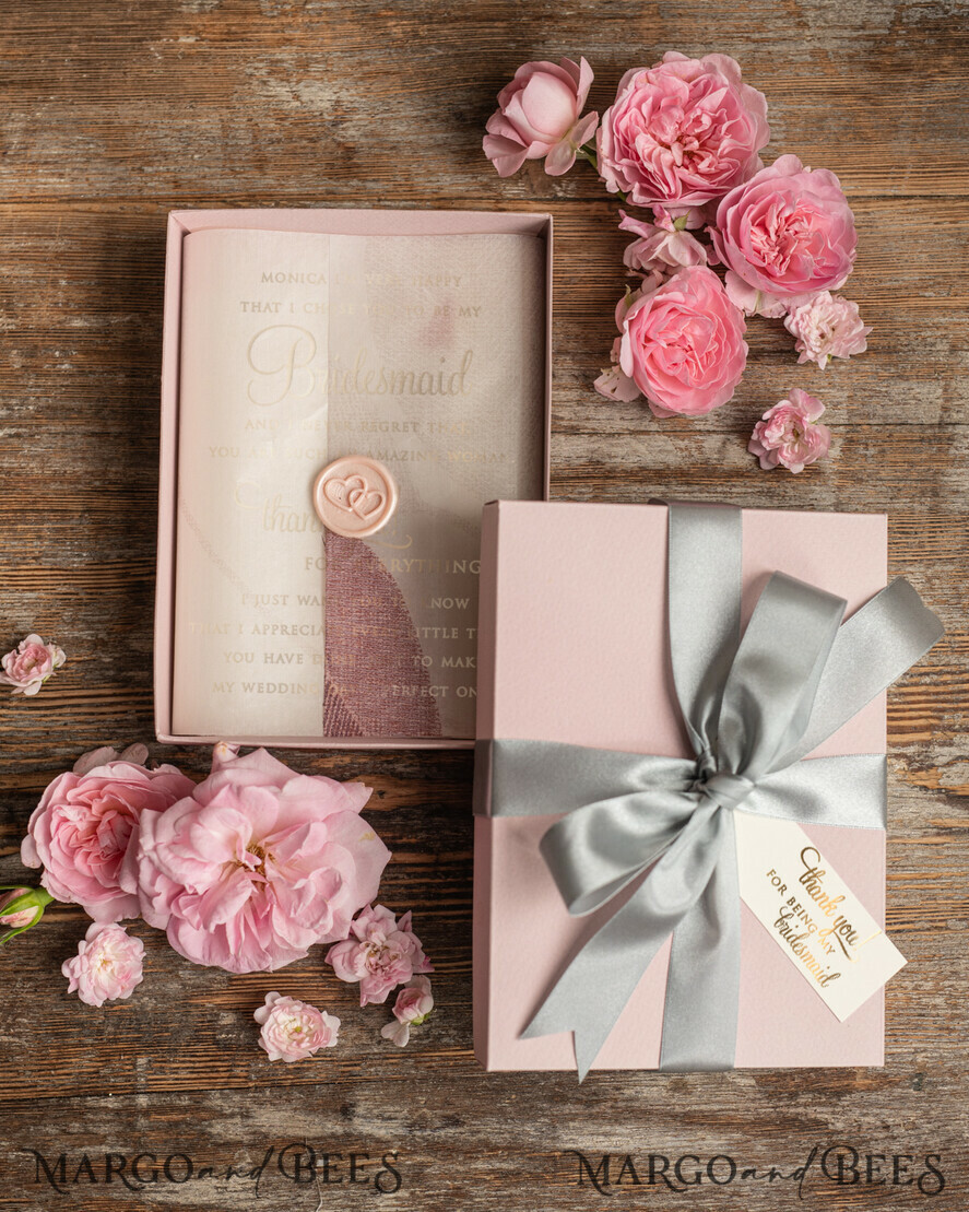 BRIDESMAID/BEST MAN BOX Bridesmaid THANK YOU or PROPOSAL SMALL BOX Maid of Honor Proposal Thank you Box, Boho elegant watch, gold bridesmaid gift box