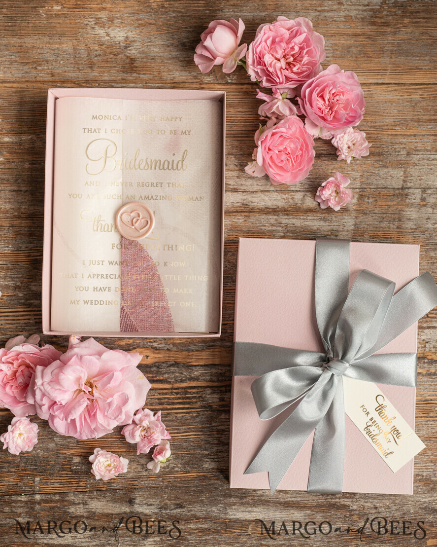 BRIDESMAID/BEST MAN BOX Bridesmaid THANK YOU or PROPOSAL SMALL BOX Maid of Honor Proposal Thank you Box, Boho elegant watch, gold bridesmaid gift box