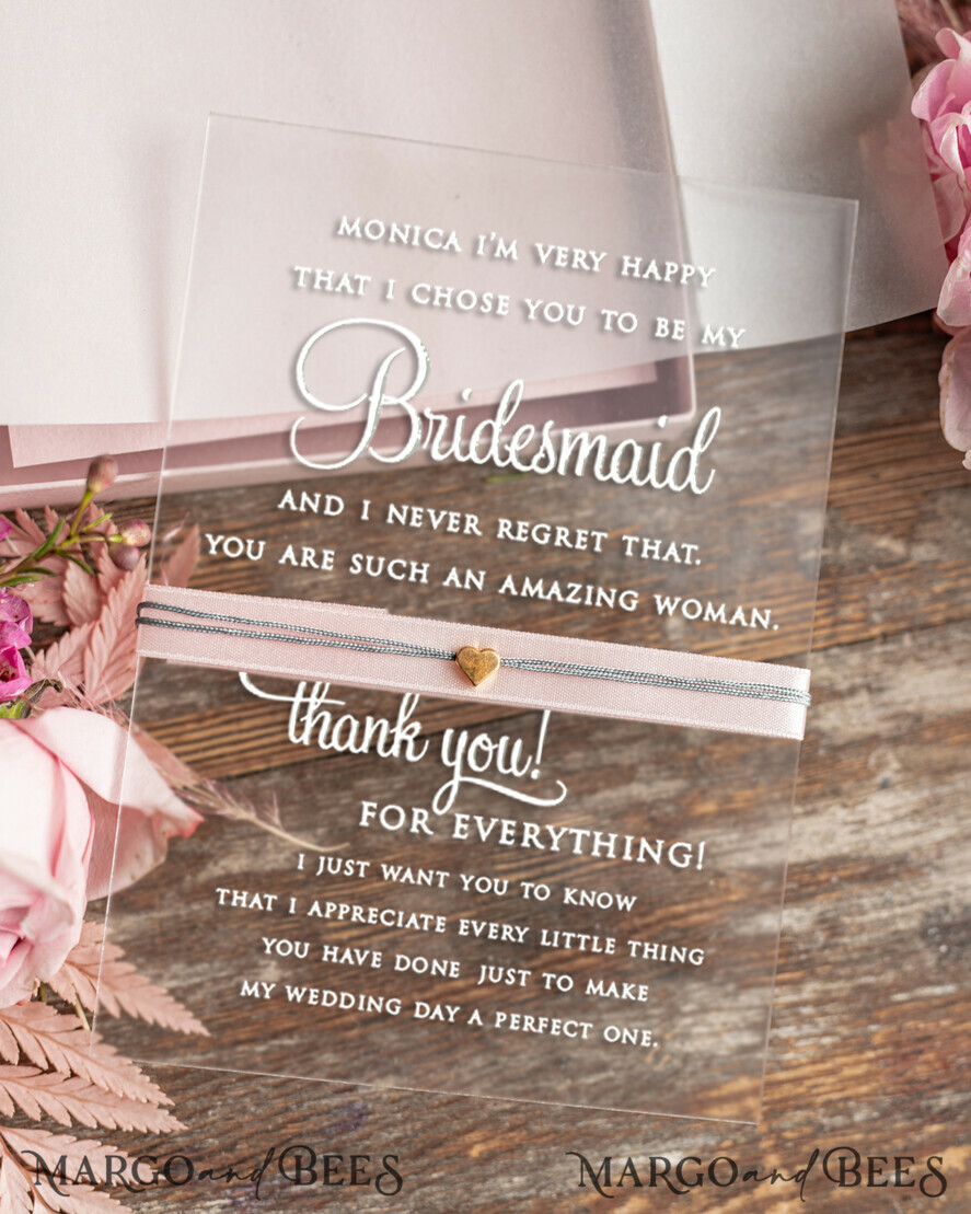 BRIDESMAID/BEST MAN BOX Bridesmaid THANK YOU or PROPOSAL SMALL BOX Maid of Honor Thank you BOX acrylic Thank you card bracelet BRIDESMAID thank you gift box