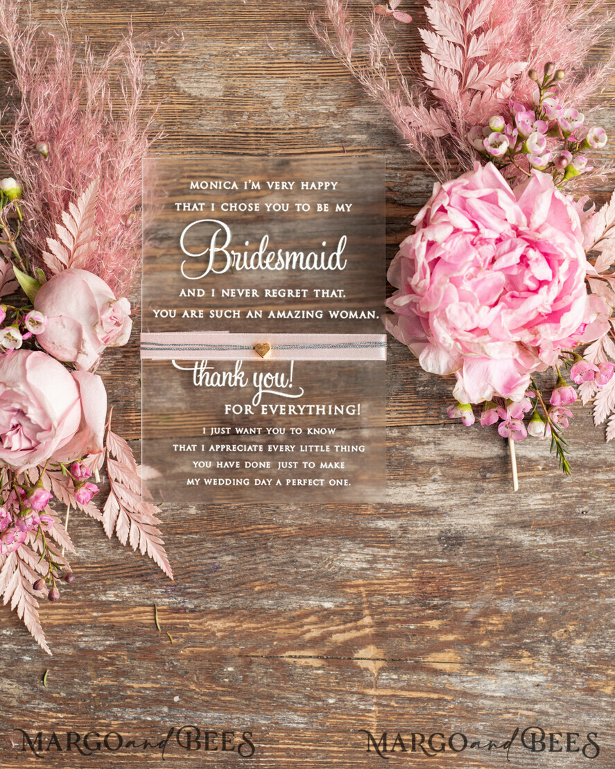 BRIDESMAID/BEST MAN BOX Bridesmaid THANK YOU or PROPOSAL SMALL BOX Maid of Honor Thank you BOX acrylic Thank you card bracelet BRIDESMAID thank you gift box