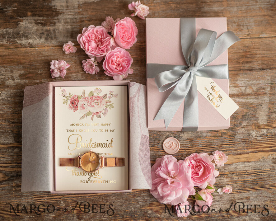 BRIDESMAID/BEST MAN BOX Bridesmaid THANK YOU or PROPOSAL SMALL BOX Thank you bridesmaid Box Personalized Card Maid of Honor Watch Gift Box
