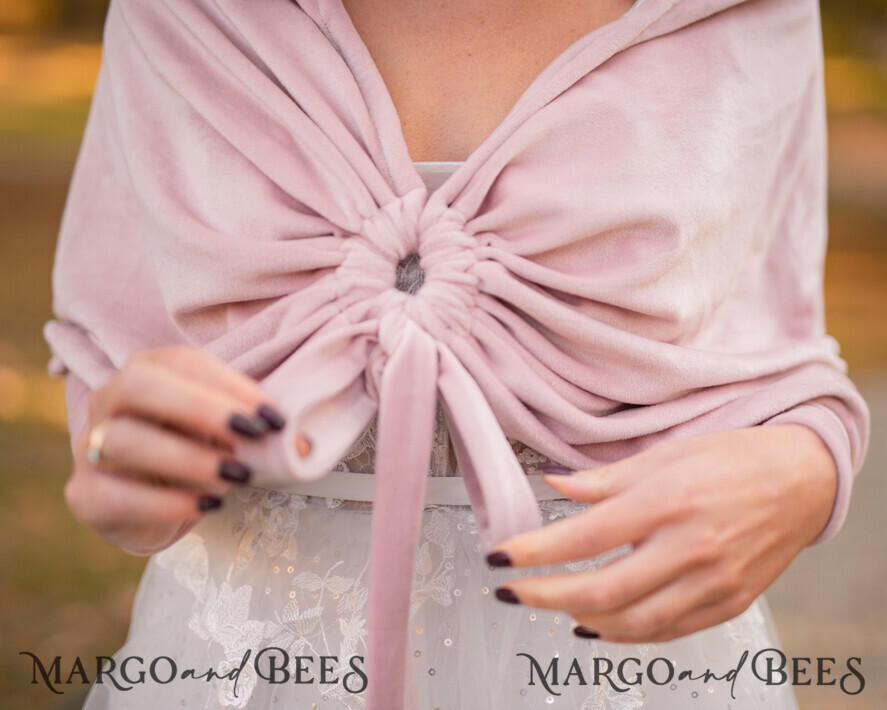 BRIDE bolero, robes, garter WEDDING BOLERO & SHRUGS Blush Pink Velvet Wedding bolero long sleeve Shrug Women Wedding, Pink Velvet Wedding dress Topper, Bridal Sweater Coverup, Jacket for Bride, Bridal Blouse Bridal Shrug
