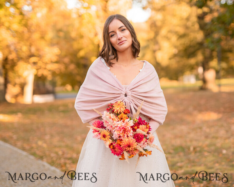 BRIDE bolero, robes, garter WEDDING BOLERO & SHRUGS Blush Pink Velvet Wedding bolero long sleeve Shrug Women Wedding, Pink Velvet Wedding dress Topper, Bridal Sweater Coverup, Jacket for Bride, Bridal Blouse Bridal Shrug