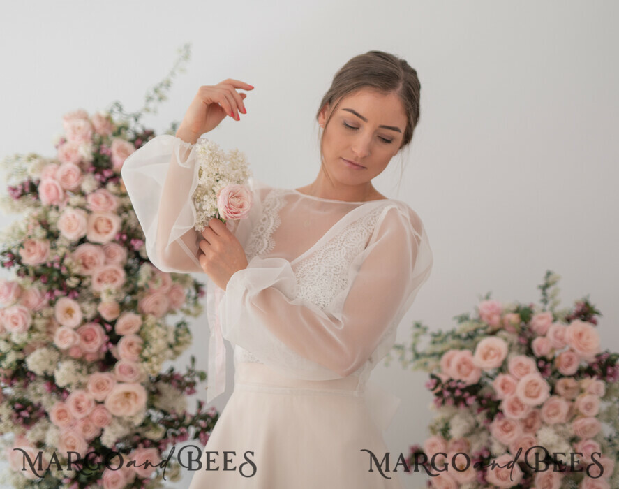 BRIDE bolero, robes, garter WEDDING BOLERO & SHRUGS Ivory Wedding bolero long sleeve Shrug Women Wedding, Bridal Sweater Cover, Jacket for Bride, Bridal Blouse Bridal Shrug