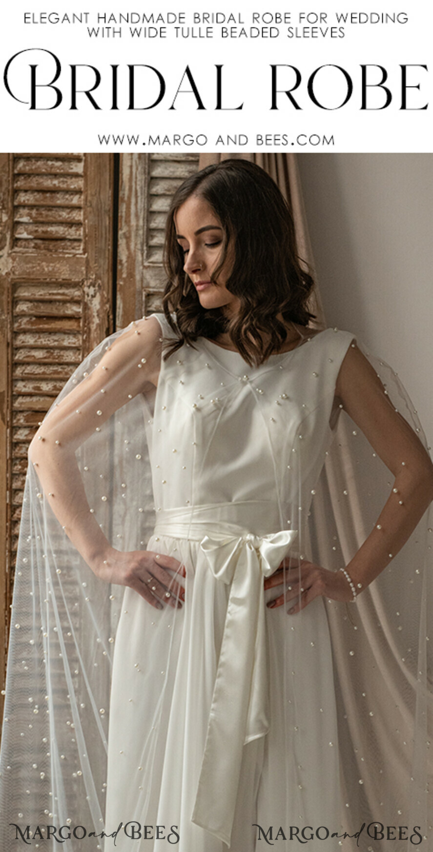 BRIDE bolero, robes, garter WEDDING BOLERO & SHRUGS Wedding Cape Pearls, Wedding Mesh Shrug, Bridal Beaded Tulle wedding Coverup, Wedding Dress Topper with pearls, Bridal Capelet mesh