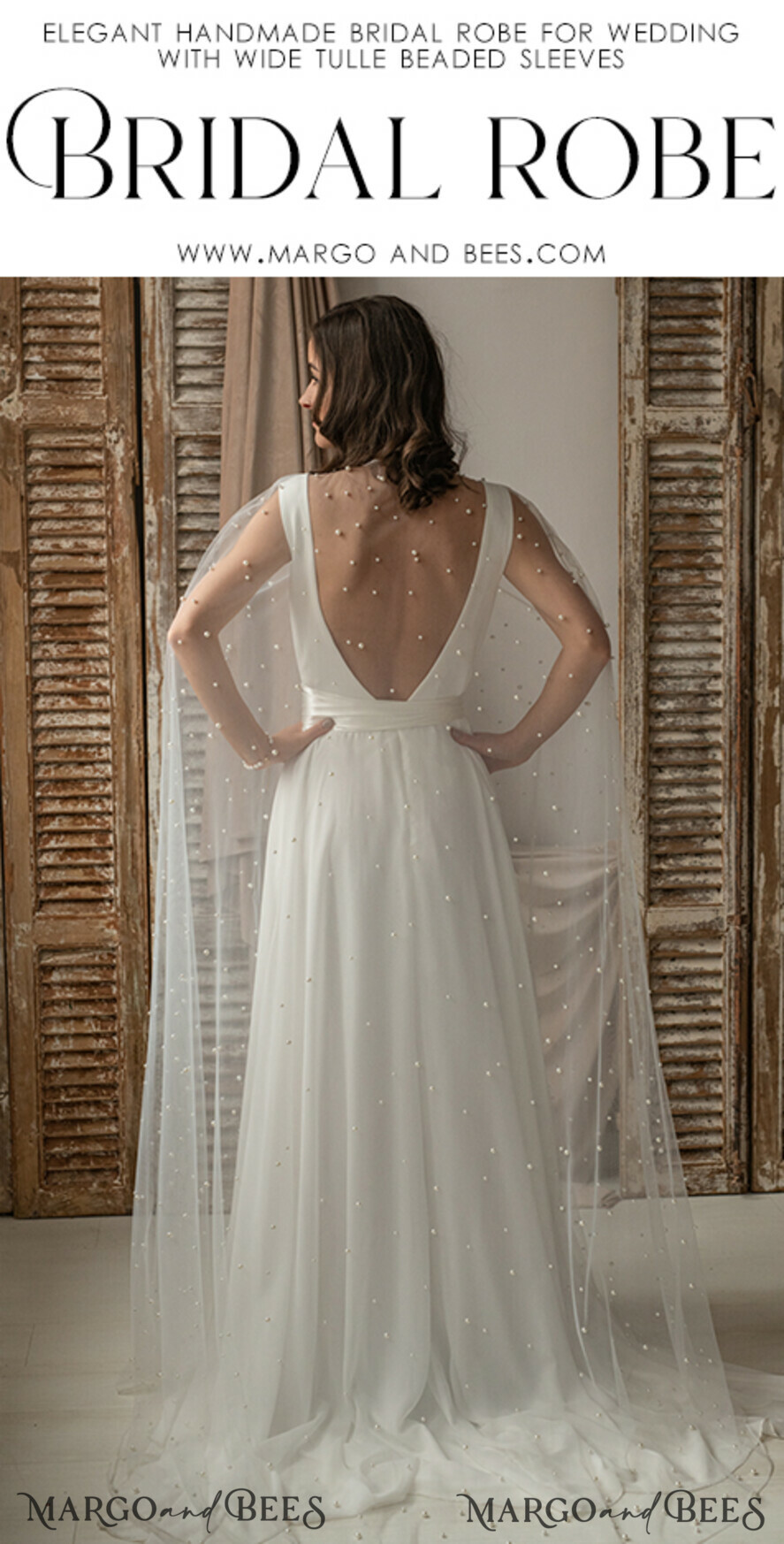 BRIDE bolero, robes, garter WEDDING BOLERO & SHRUGS Wedding Cape Pearls, Wedding Mesh Shrug, Bridal Beaded Tulle wedding Coverup, Wedding Dress Topper with pearls, Bridal Capelet mesh