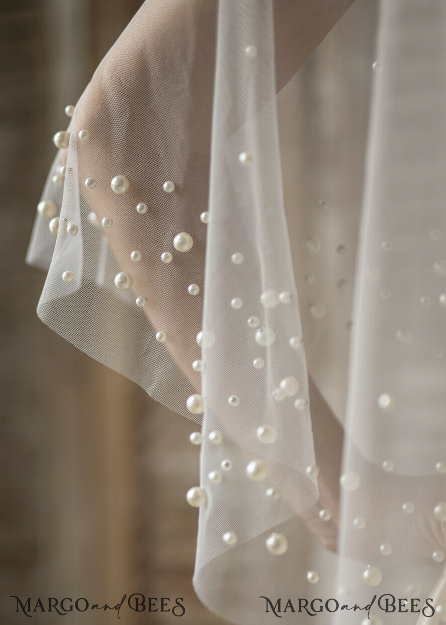 BRIDE bolero, robes, garter WEDDING BOLERO & SHRUGS Wedding Cape Pearls, Wedding Mesh Shrug, Bridal Beaded Tulle wedding Coverup, Wedding Dress Topper with pearls, Bridal Capelet mesh