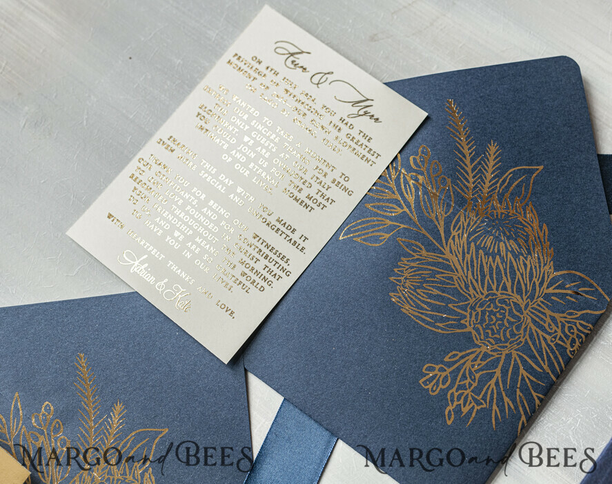 WEDDING INVITATIONS Invitations for VIP/ boxed Invites for Parents Vip Navy Blue Gold Foil Wedding Invitations in velvet box, Plexi Glamour Wedding Invitation Suite Luxury Box, Romantic Velvet Wedding Cards, Bespoke Golden Invites