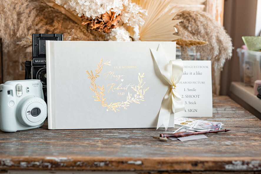 WEDDING GUEST BOOKS Velvet Instax Guestbook Boho Glam Gold Instax velvet Wedding GuestBook Gold, Large Instant Wedding Guest Book, Polaroid velvet Guestbook