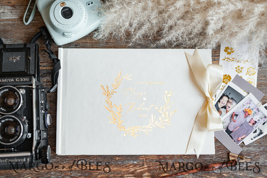 WEDDING GUEST BOOKS Velvet Instax Guestbook Boho Glam Gold Instax velvet Wedding GuestBook Gold, Large Instant Wedding Guest Book, Polaroid velvet Guestbook