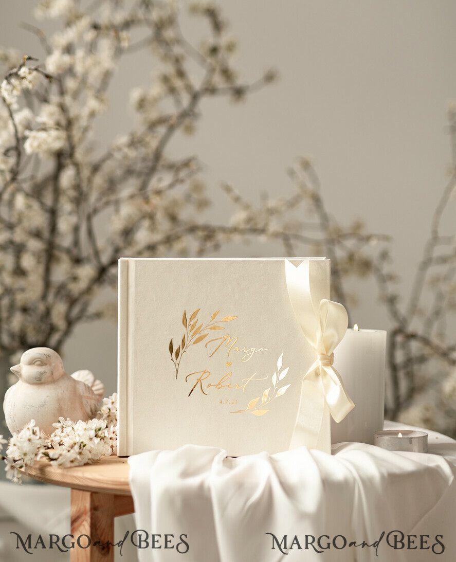 WEDDING GUEST BOOKS Velvet Instax Guestbook Luxury ivory Instax velvet Wedding GuestBook Gold, Large Instant Wedding Guest Book, Polaroid velvet Guestbook Golden wedding