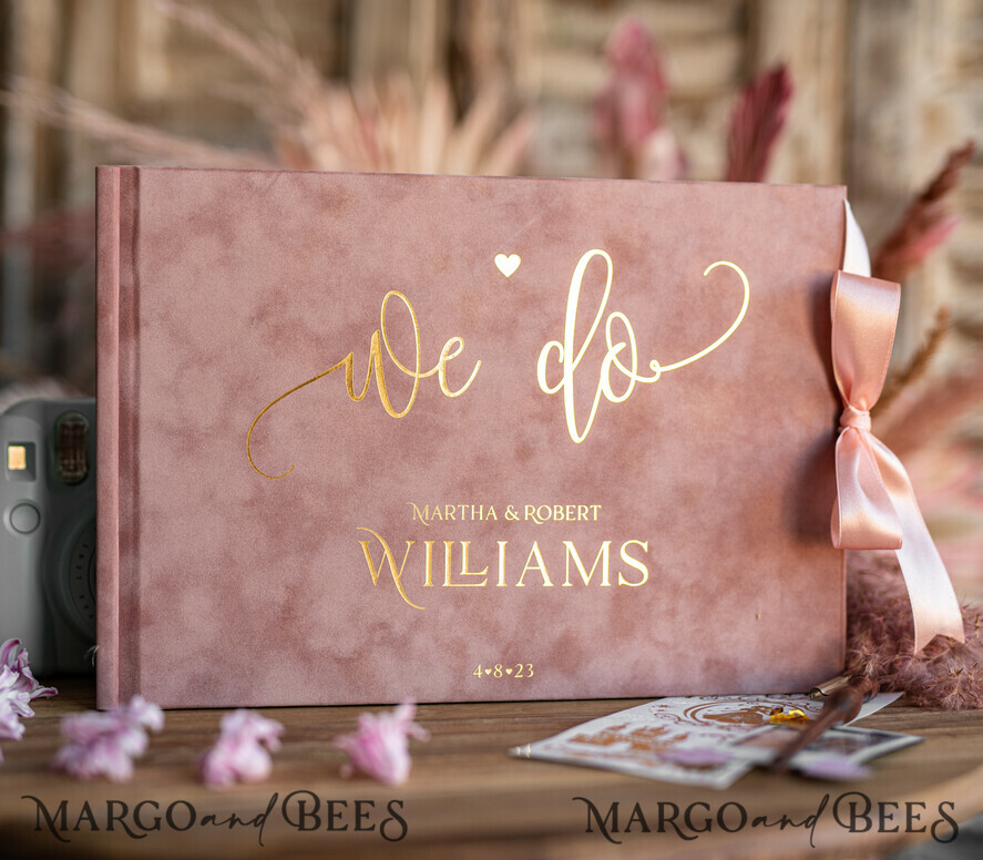 WEDDING GUEST BOOKS Velvet Instax Guestbook Luxury Blush Pink Instax velvet Wedding GuestBook Gold, Golden Large Instant Wedding Guest Book, Velvet Pink Polaroid velvet Guestbook