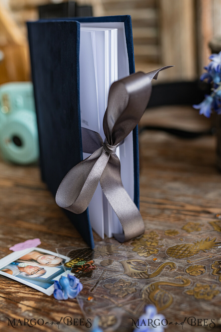 WEDDING GUEST BOOKS Velvet Instax Guestbook Navy Blue Boho Instax velvet Wedding GuestBook Gold, Dark Blue Instant Wedding Guest Book, Polaroid velvet Guestbook Blue Golden wedding