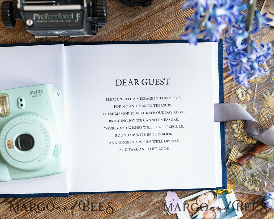 WEDDING GUEST BOOKS Velvet Instax Guestbook Navy Blue Boho Instax velvet Wedding GuestBook Gold, Dark Blue Instant Wedding Guest Book, Polaroid velvet Guestbook Blue Golden wedding