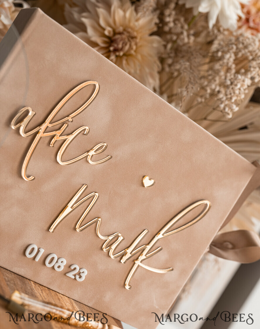 WEDDING GUEST BOOKS Velvet Instax Guestbook beige Gold Presonalised Wedding Guest Book and arch acrylic Instax Sign, Velvet Memory Photo Booh Book and Clear Sign Set Fall Wedding, Polaroid velvet Guest book & Plexi Instax Sign set
