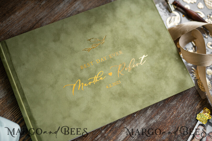 WEDDING GUEST BOOKS Velvet Instax Guestbook Luxury Olive Blue Instax velvet Wedding GuestBook Gold, Large Instant Wedding Guest Book, Tuscany Polaroid velvet Guestbook