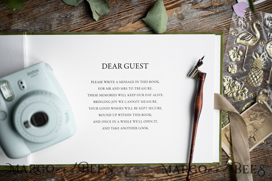 WEDDING GUEST BOOKS Velvet Instax Guestbook Luxury Olive Blue Instax velvet Wedding GuestBook Gold, Large Instant Wedding Guest Book, Tuscany Polaroid velvet Guestbook