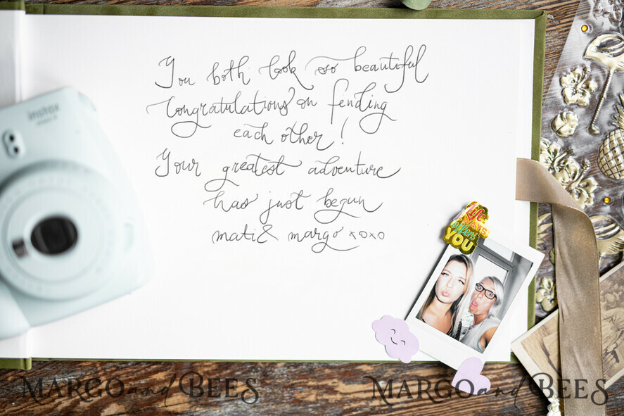 WEDDING GUEST BOOKS Velvet Instax Guestbook Luxury Olive Blue Instax velvet Wedding GuestBook Gold, Large Instant Wedding Guest Book, Tuscany Polaroid velvet Guestbook