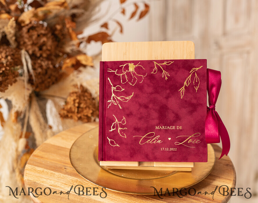 WEDDING GUEST BOOKS Velvet Instax Guestbook Boho Burgundy Instax velvet Wedding GuestBook Gold, Large Instant Wedding Guest Book, Maroon Polaroid velvet Guestbook Marsala Golden wedding