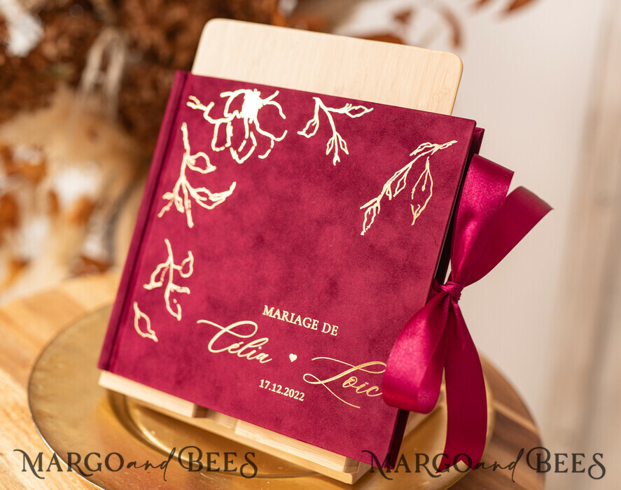WEDDING GUEST BOOKS Velvet Instax Guestbook Boho Burgundy Instax velvet Wedding GuestBook Gold, Large Instant Wedding Guest Book, Maroon Polaroid velvet Guestbook Marsala Golden wedding