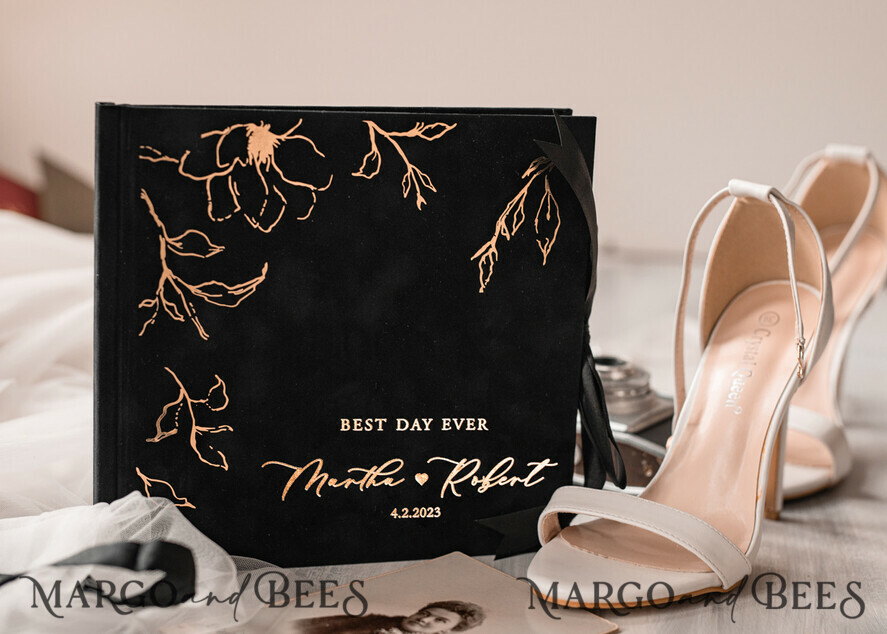 WEDDING GUEST BOOKS Velvet Instax Guestbook Black Boho Instax velvet Wedding GuestBook Gold, Black Halloween Instant Wedding Guest Book, Polaroid velvet Guestbook Black Golden wedding