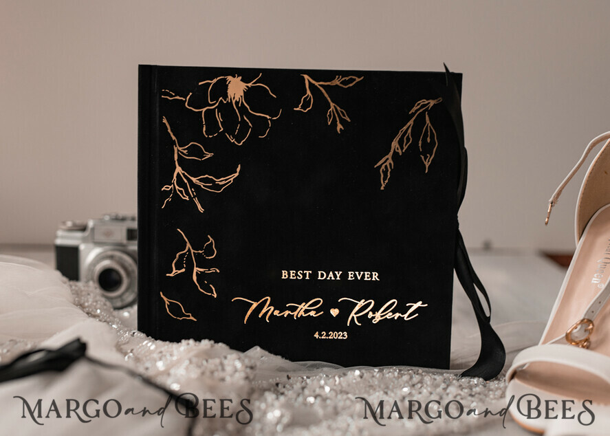 WEDDING GUEST BOOKS Velvet Instax Guestbook Black Boho Instax velvet Wedding GuestBook Gold, Black Halloween Instant Wedding Guest Book, Polaroid velvet Guestbook Black Golden wedding