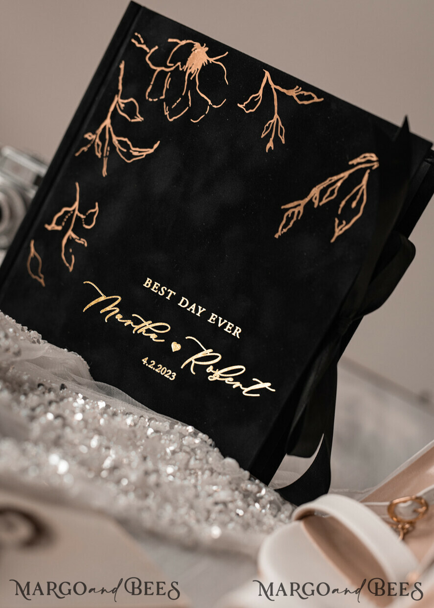 WEDDING GUEST BOOKS Velvet Instax Guestbook Black Boho Instax velvet Wedding GuestBook Gold, Black Halloween Instant Wedding Guest Book, Polaroid velvet Guestbook Black Golden wedding