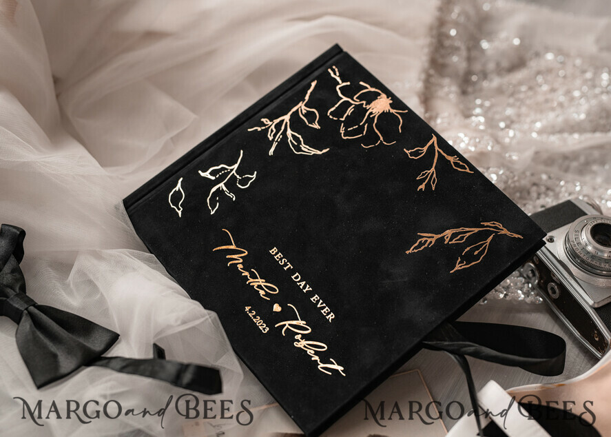 WEDDING GUEST BOOKS Velvet Instax Guestbook Black Boho Instax velvet Wedding GuestBook Gold, Black Halloween Instant Wedding Guest Book, Polaroid velvet Guestbook Black Golden wedding