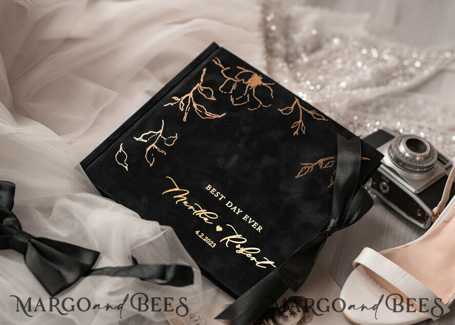 WEDDING GUEST BOOKS Velvet Instax Guestbook Black Boho Instax velvet Wedding GuestBook Gold, Black Halloween Instant Wedding Guest Book, Polaroid velvet Guestbook Black Golden wedding