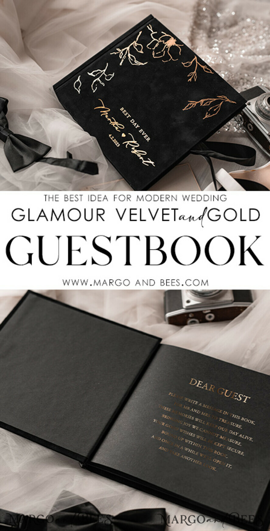 WEDDING GUEST BOOKS Velvet Instax Guestbook Black Boho Instax velvet Wedding GuestBook Gold, Black Halloween Instant Wedding Guest Book, Polaroid velvet Guestbook Black Golden wedding