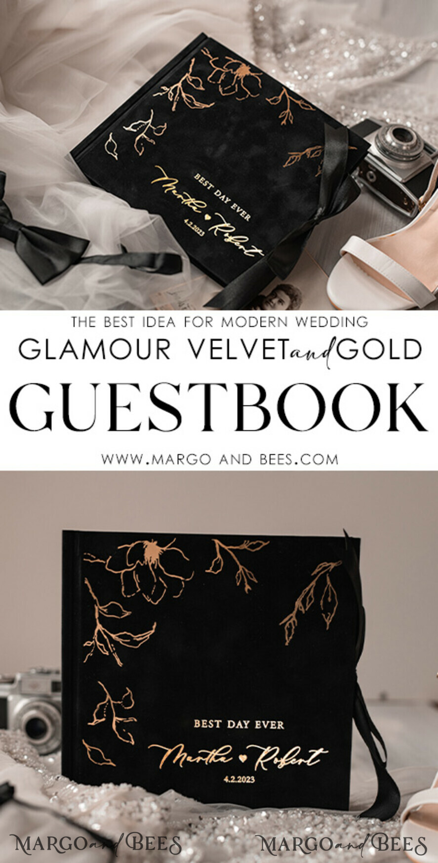 WEDDING GUEST BOOKS Velvet Instax Guestbook Black Boho Instax velvet Wedding GuestBook Gold, Black Halloween Instant Wedding Guest Book, Polaroid velvet Guestbook Black Golden wedding