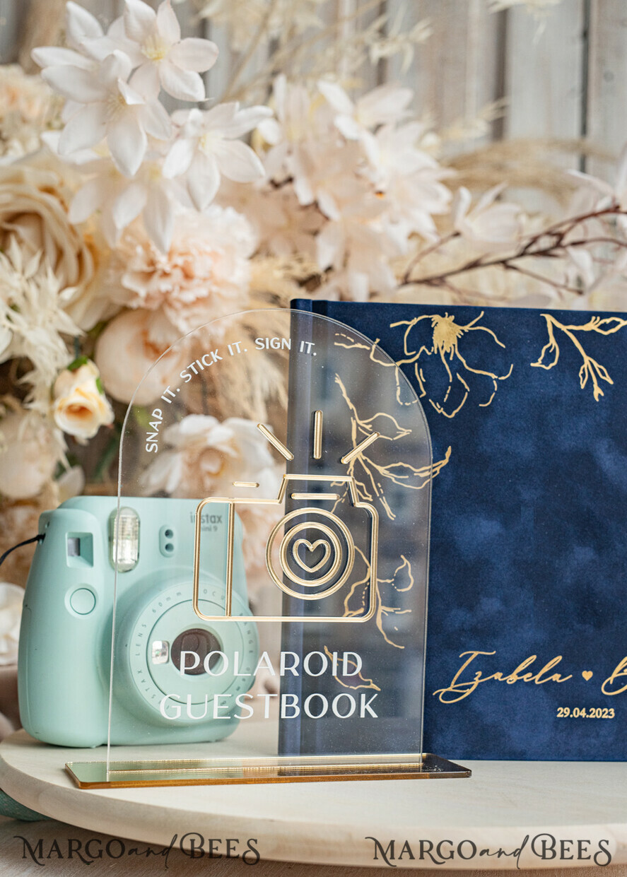 WEDDING GUEST BOOKS Velvet Instax Guestbook Navy blue Instax velvet Wedding GuestBook and plexi sign set, Dark Blue Large Instant Wedding Guest Book, Maroon Polaroid velvet Guestbook Marsala Golden wedding