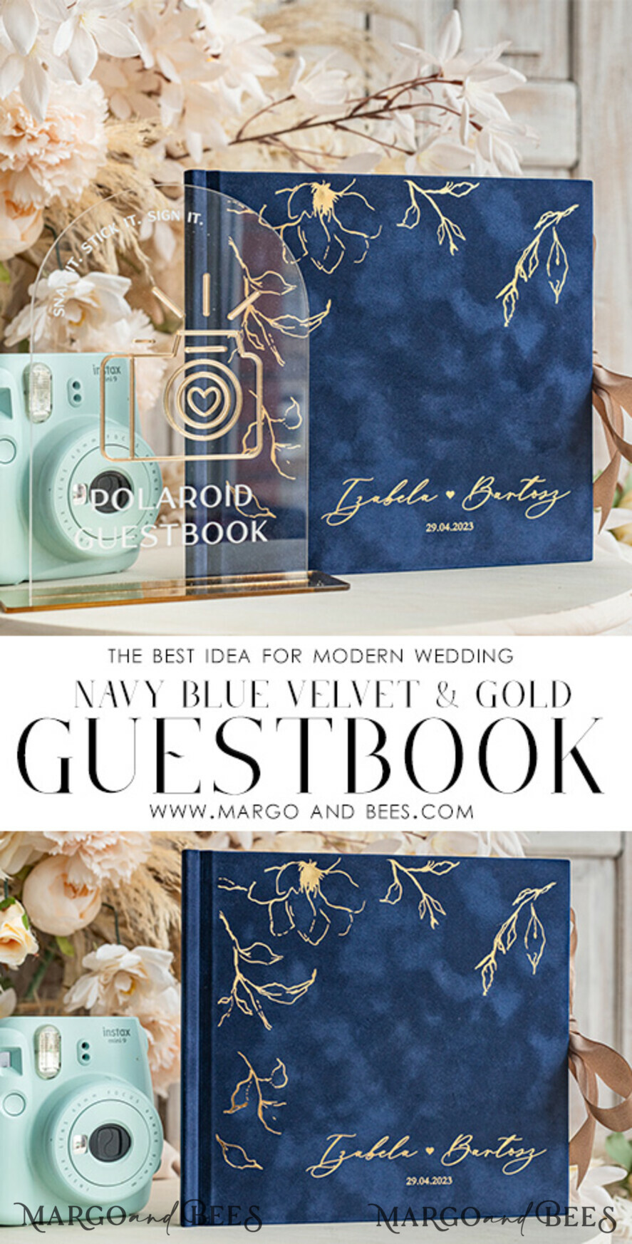 WEDDING GUEST BOOKS Velvet Instax Guestbook Navy blue Instax velvet Wedding GuestBook and plexi sign set, Dark Blue Large Instant Wedding Guest Book, Maroon Polaroid velvet Guestbook Marsala Golden wedding