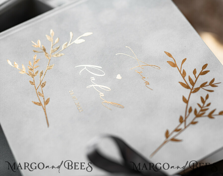 WEDDING GUEST BOOKS Velvet Instax Guestbook Grey Gold Presonalised Wedding Guest Book, Velvet Memory Photo Wedding , Luxury Wedding Guest Book, Polaroid velvet Guest book