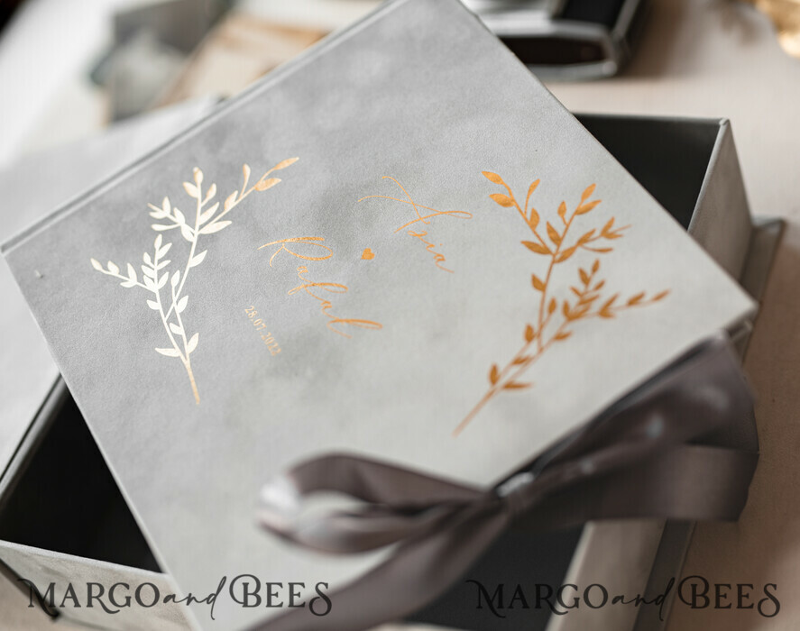 WEDDING GUEST BOOKS Velvet Instax Guestbook Grey Gold Presonalised Wedding Guest Book, Velvet Memory Photo Wedding , Luxury Wedding Guest Book, Polaroid velvet Guest book