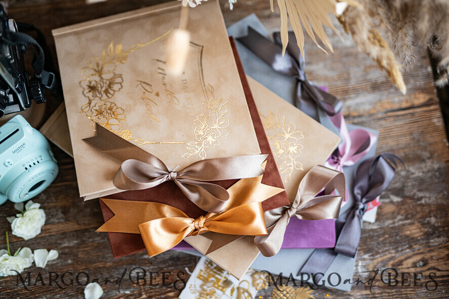 WEDDING GUEST BOOKS Velvet Instax Guestbook Terracotta Boho Instax velvet Wedding GuestBook Gold, Burnt Orange Instant Wedding Guest Book, Polaroid velvet Guestbook Rust Golden wedding