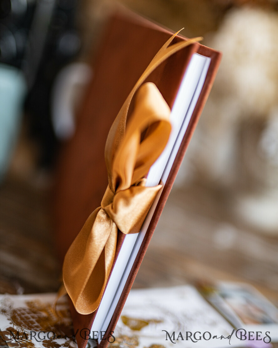 WEDDING GUEST BOOKS Velvet Instax Guestbook Terracotta Boho Instax velvet Wedding GuestBook Gold, Burnt Orange Instant Wedding Guest Book, Polaroid velvet Guestbook Rust Golden wedding