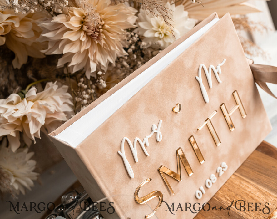 WEDDING GUEST BOOKS Velvet Instax Guestbook beige Gold Presonalised Wedding Guest Book and arch acrylic Instax Sign, Velvet Memory Photo Booh Book and Clear Sign Set Fall Wedding, Polaroid velvet Guest book & Plexi Instax Sign set