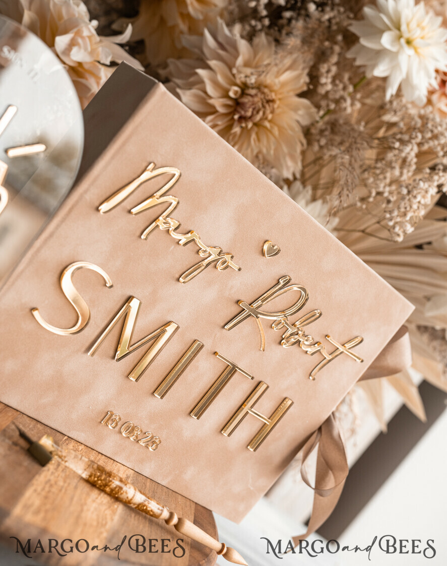 WEDDING GUEST BOOKS Velvet Instax Guestbook beige Gold Presonalised Wedding Guest Book and arch acrylic Instax Sign, Velvet Memory Photo Booh Book and Clear Sign Set Fall Wedding, Polaroid velvet Guest book & Plexi Instax Sign set