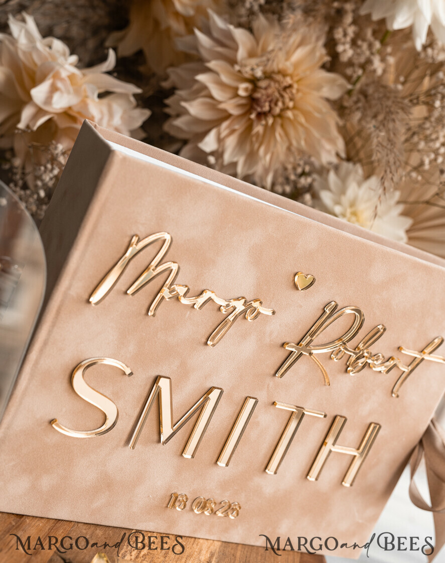WEDDING GUEST BOOKS Velvet Instax Guestbook beige Gold Presonalised Wedding Guest Book and arch acrylic Instax Sign, Velvet Memory Photo Booh Book and Clear Sign Set Fall Wedding, Polaroid velvet Guest book & Plexi Instax Sign set