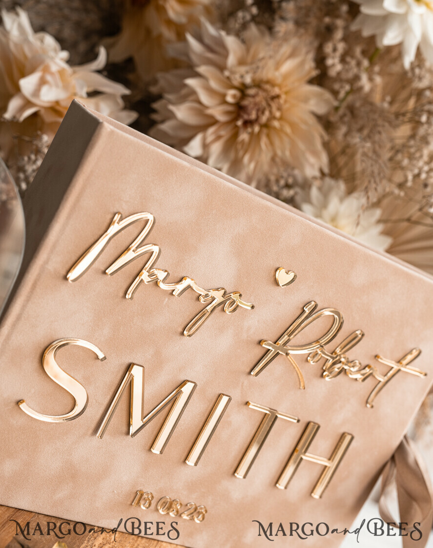 WEDDING GUEST BOOKS Velvet Instax Guestbook beige Gold Presonalised Wedding Guest Book and arch acrylic Instax Sign, Velvet Memory Photo Booh Book and Clear Sign Set Fall Wedding, Polaroid velvet Guest book & Plexi Instax Sign set